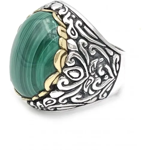 Rings, unisex, , Size: 60 MM 925 Sterling Silver Malachite Ring - Jalan Jalan - Modalova