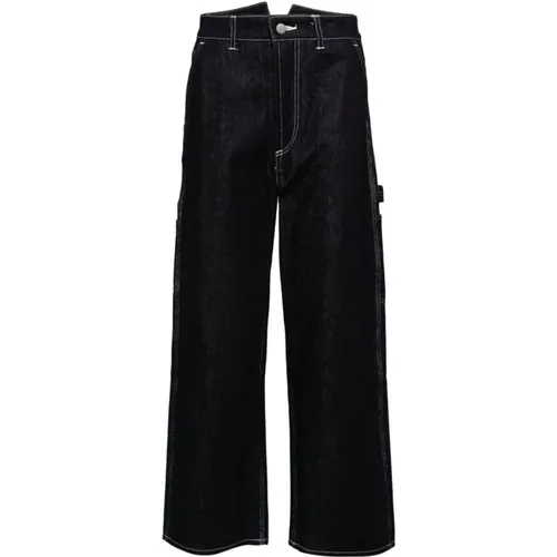 Wide Jeans, male, , Size: L Denim Trousers with Contrast Stitching - Junya Watanabe - Modalova