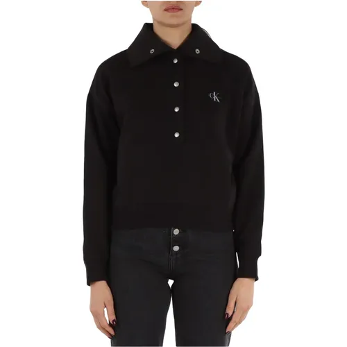 Cotton High Neck Sweatshirt , female, Sizes: L, S, XS, M - Calvin Klein Jeans - Modalova