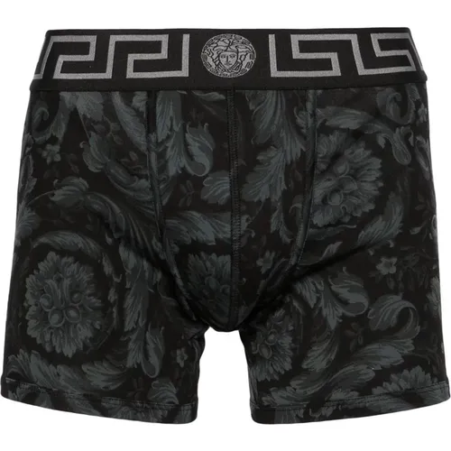 Bottoms, male, , Size: S Barocco Stretch-Cotton Boxers - Versace - Modalova