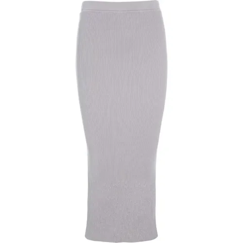 Elegant Rib Knit Skirt Opal Grey , female, Sizes: S, XS, XL, M, L - Bitte Kai Rand - Modalova
