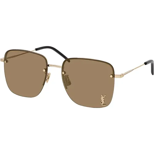 SL 312 M-006 Sunglasses Brown/Gold , female, Sizes: 58 MM - Saint Laurent - Modalova