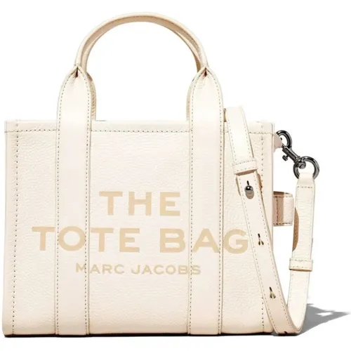 Handbags, female, , Size: ONE SIZE Cream Pebbled Leather Small Tote Bag - Marc Jacobs - Modalova