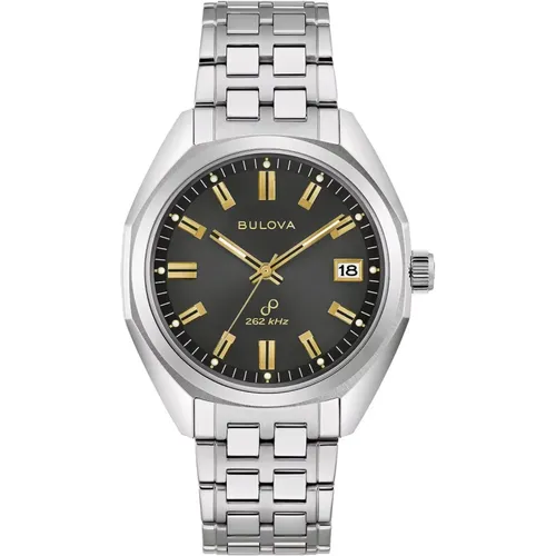 Quartz Steel Watch, Grey Case, Silver Band , male, Sizes: ONE SIZE - Bulova - Modalova