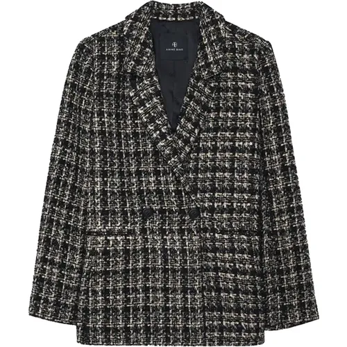 Blazers, female, , Size: XL Classic Houndstooth Blazer Black/Sand - Anine Bing - Modalova