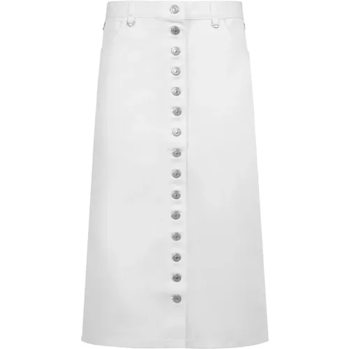 Denim Skirt with Back Slit and Silver Buttons , female, Sizes: M, S - Courrèges - Modalova
