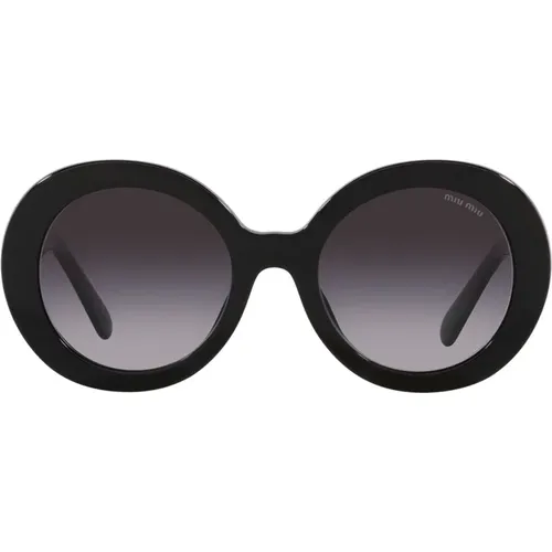 Runde Sonnenbrille mit Verlaufsgläsern und goldenem Logo , Damen, Größe: 54 MM - Miu Miu - Modalova