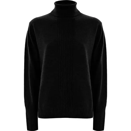 Turtlenecks, female, , Size: M Chic High Roll Neck Centrally Ribbed Sweater - Kocca - Modalova