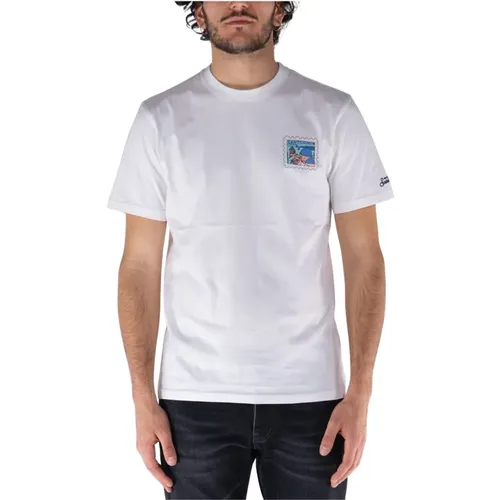 Santorini Postcard T-Shirt , male, Sizes: XL, L, S, 2XL, M - MC2 Saint Barth - Modalova