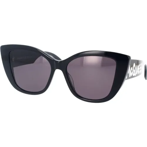 McQueen Graffiti Cat Eye Sunglasses , unisex, Sizes: 54 MM - alexander mcqueen - Modalova