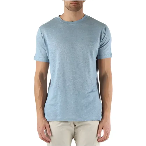Leinen T-Shirt mit Logo-Patch , Herren, Größe: XL - Distretto12 - Modalova