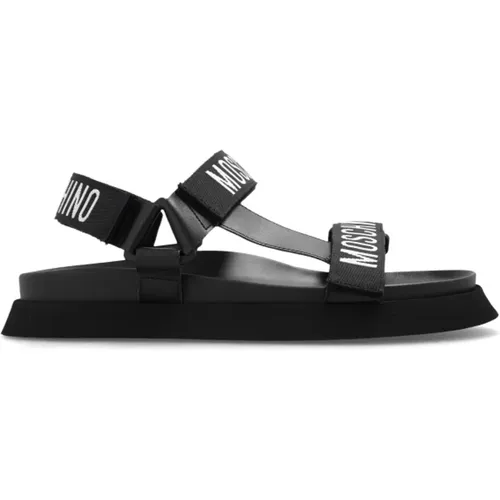 Sandals with logo , female, Sizes: 4 UK - Moschino - Modalova
