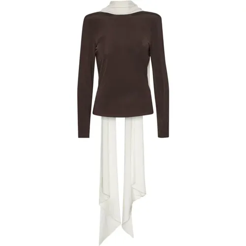 Long Sleeve Tops, female, , Size: L Long-sleeved Scarf Top - Rotate Birger Christensen - Modalova