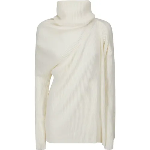 Flared High Collar White Sweater , female, Sizes: XS, S, M - Marques' Almeida - Modalova