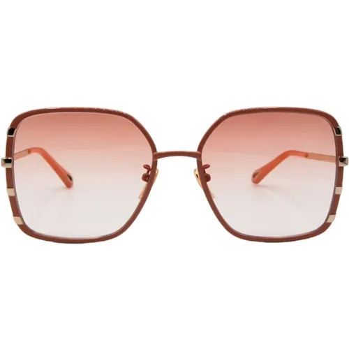 Enralked Quadratische Braune Sonnenbrille für Frauen - Chloé - Modalova