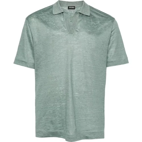 Linen Polo Shirt Buttonless Design , male, Sizes: 2XL, XL, 3XL, L - Ermenegildo Zegna - Modalova
