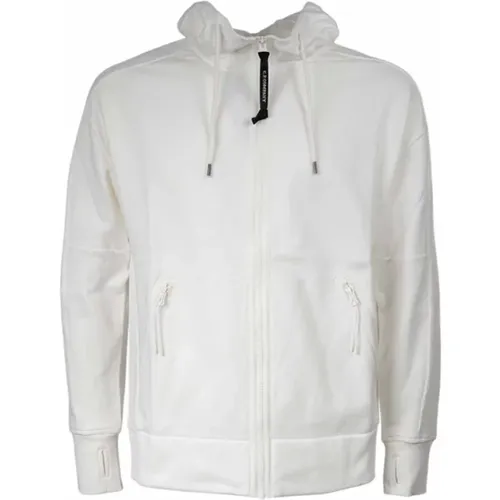 Zip-throughs, male, , Size: M Diagonal Raised Fleece Hooded Sweatshirt - C.P. Company - Modalova