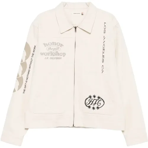 Light Jackets, male, , Size: L Zip Front Graphic Print Jacket - Honor The Gift - Modalova