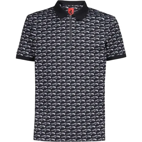 Gemustertes Stretch-Baumwoll-Poloshirt , Herren, Größe: 2XL - Ferrari - Modalova