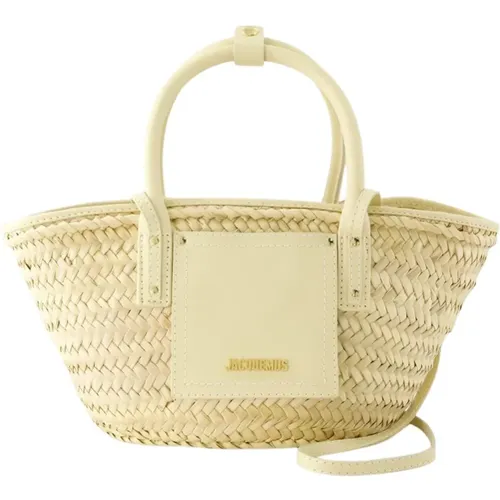 Handbags, female, , Size: ONE SIZE Ivory Leather Tote Bag - Double Wear - Jacquemus - Modalova