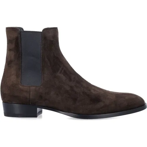 Chelsea Boots, male, , Size: 10 US Dark Chocolate Chelsea Boots - Saint Laurent - Modalova