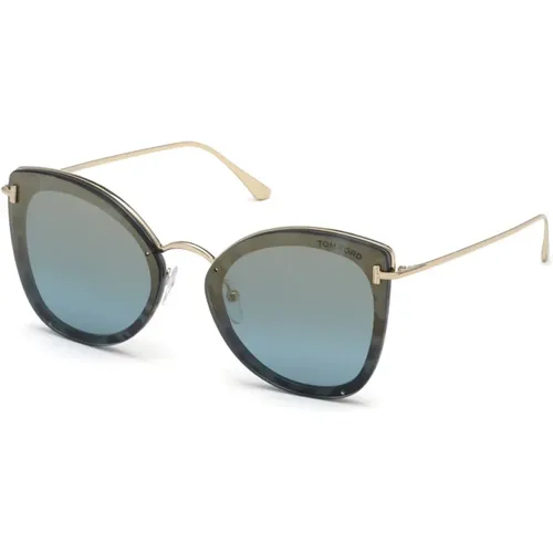 Charlotte Sunglasses Blue Mirror Havana Frame , female, Sizes: 62 MM - Tom Ford - Modalova