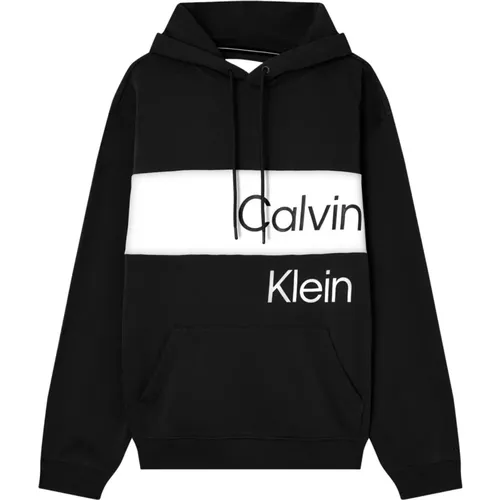 Hoodies, male, , Size: XL Large Logo Hoodie - Stay Warm and Stylish - Calvin Klein - Modalova