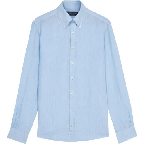 Hellblaues Button-Down-Casual-Hemd,Weiße Leinenknopfleiste Freizeithemd - Brooks Brothers - Modalova