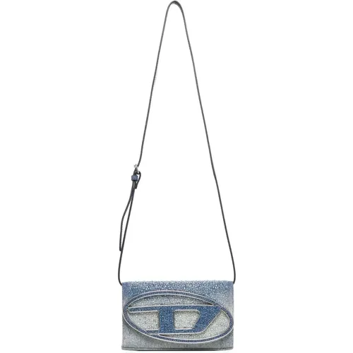 Cross Body Bags, female, , Size: ONE SIZE Rhinestone Gradient Denim Wallet Bag - Diesel - Modalova