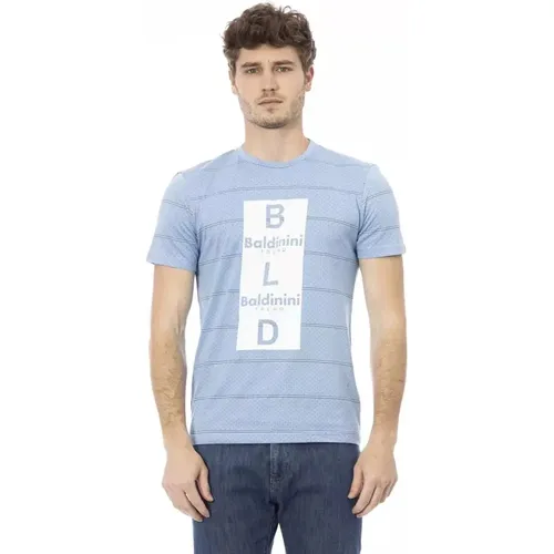 Elegantes blaues Baumwoll-T-Shirt , Herren, Größe: XS - Baldinini - Modalova