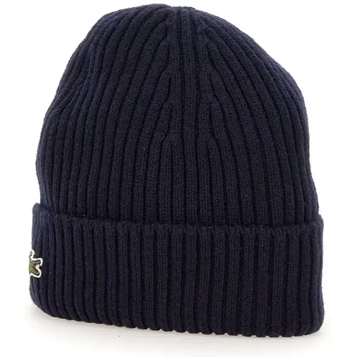 Beanies, male, , Size: ONE SIZE Ribbed Wool Beanie - Lacoste - Modalova