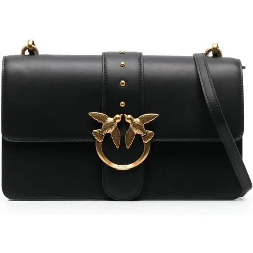 Love Birds Leather Bag Gold , female, Sizes: ONE SIZE - pinko - Modalova