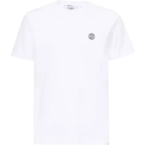 Geripptes Crew-neck T-shirt mit Print - Les Deux - Modalova