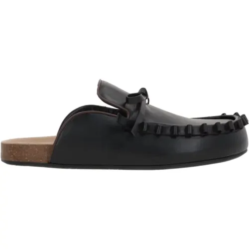 Mules, male, , Size: 8 US Leather Slip-On Shoes with Bow - JW Anderson - Modalova