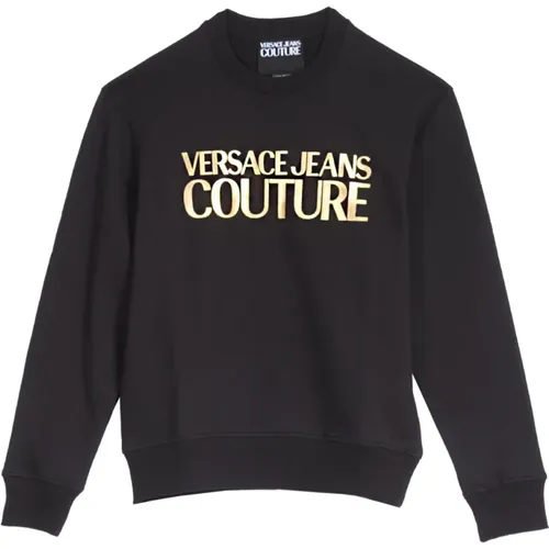 Sweatshirts, male, , Size: 2XL Logo Cotton Sweatshirt - Versace Jeans Couture - Modalova