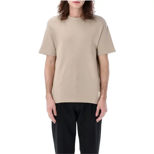 Jersey T-Shirt mit Geripptem Rundhalsausschnitt , Herren, Größe: L - Emporio Armani - Modalova