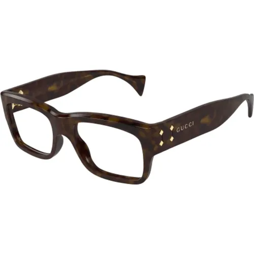 Rectangle Optical Glasses Havana Tortoise , unisex, Sizes: M - Gucci - Modalova