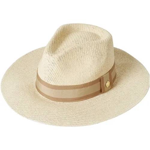 Cream/Tan Fedora Hat with Ribbon , female, Sizes: ONE SIZE - Melissa Odabash - Modalova