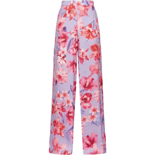 Wide-leg trousers with floral print , female, Sizes: S - pinko - Modalova