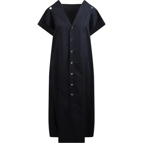 Midi Shirt Dress Poplin Weave V-Neck , female, Sizes: S - Plan C - Modalova