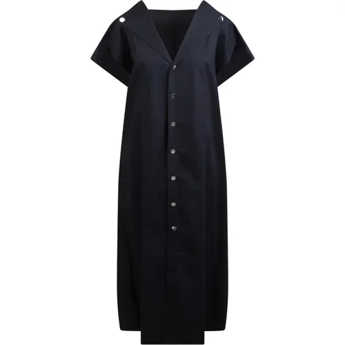 Midi Shirt Dress Poplin Weave V-Neck , female, Sizes: XS, S - Plan C - Modalova