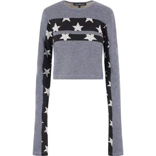 Long Sleeve Tops, female, , Size: XS Star Motif Long Sleeve Blue Top - Reward If Found - Modalova