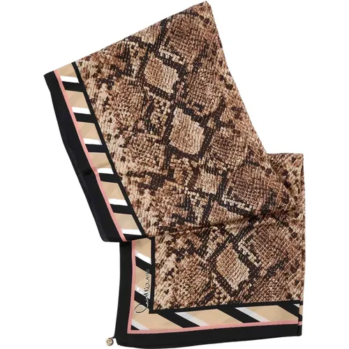 Silky Scarves, female, , Size: ONE SIZE Python Print Silk Scarf - Cavalli Class - Modalova