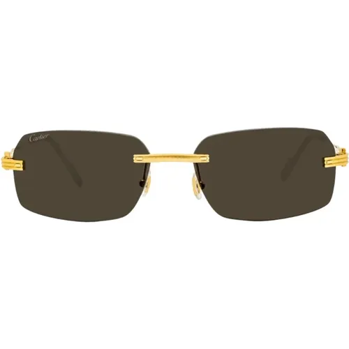 Ct0271S Sonnenbrille - Goldener Metallrahmen, Quadratische Form, Graue Gläser - Cartier - Modalova