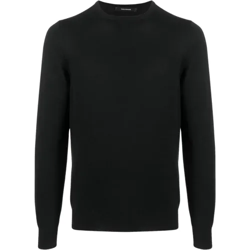 Schwarzer Woll-Crewneck-Pullover , Herren, Größe: 3XL - Tagliatore - Modalova