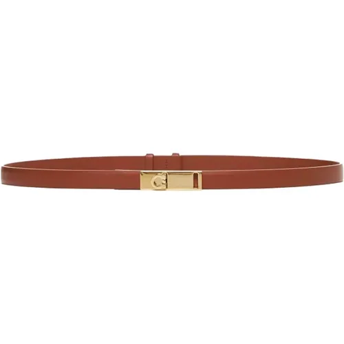 Belts, female, , Size: 100 CM Cognac Leather Belt with Gancini Buckle - Salvatore Ferragamo - Modalova