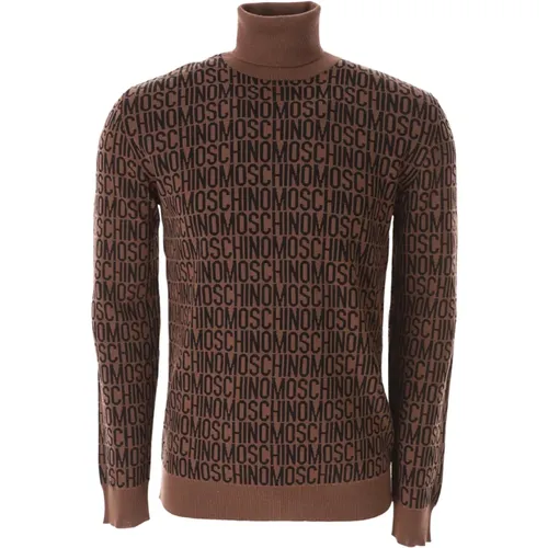 Turtlenecks, male, , Size: XL Logo Turtle Neck Sweater - Moschino - Modalova