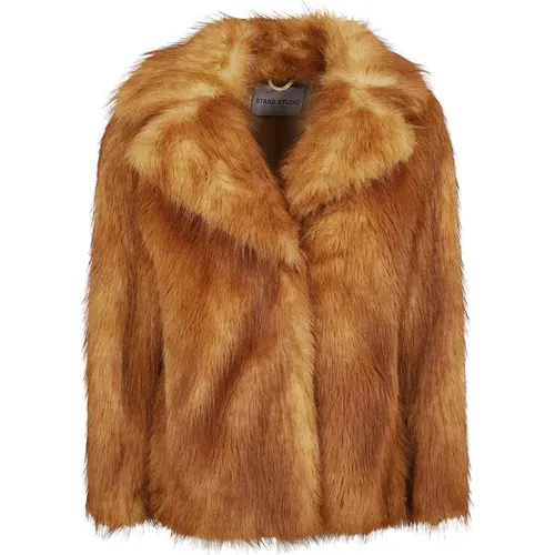 Luxuriöse Faux Fur Shearling Jacke , Damen, Größe: 2XS - STAND STUDIO - Modalova