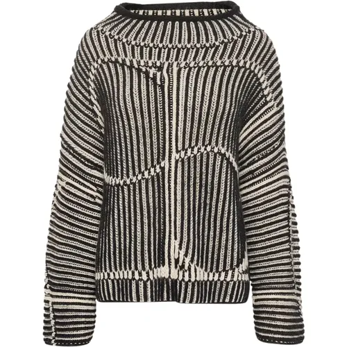 Schwarzer Highneck Pullover mit Muster , Damen, Größe: S - Soaked in Luxury - Modalova