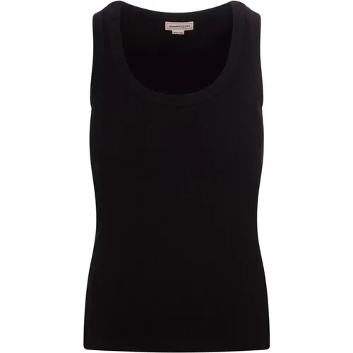 Schwarzes Geripptes Baumwoll Tank Top - alexander mcqueen - Modalova